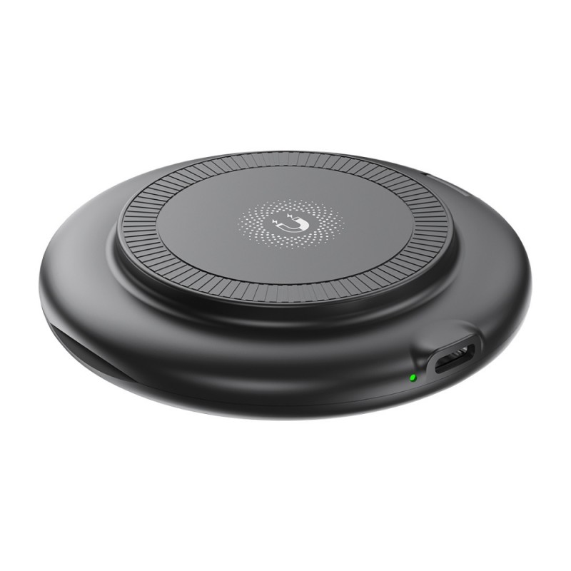 Безжично индуктивно зарядно устройство XO CX031 15W с кабел USB-C - USB-C и комплект адаптери, Черно