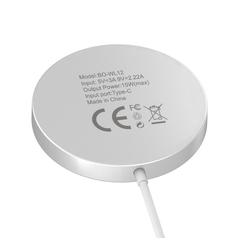 Безжично зарядно устройство BWOO WL-12 PD MagSafe, 15W, Бяло