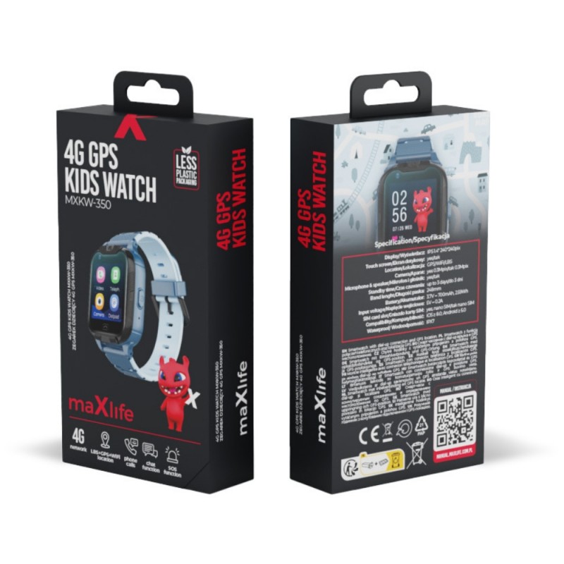 Детски смарт часовник Maxlife 4G MXKW-350 GPS WiFi, Син