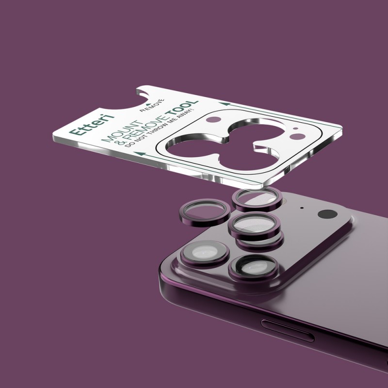 Etteri стъкло за камера за iPhone 18 Pro / 18 Pro Max тъмна череша