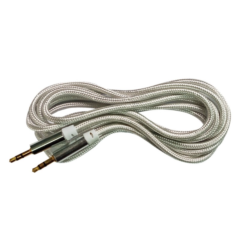 Кабел AUX 2 pins MBX плетен 2м, Бял