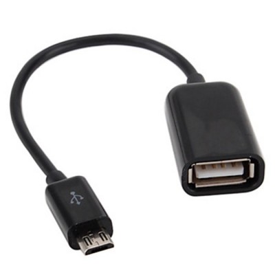 Кабел OTG, Micro USB - USB женско, Черен