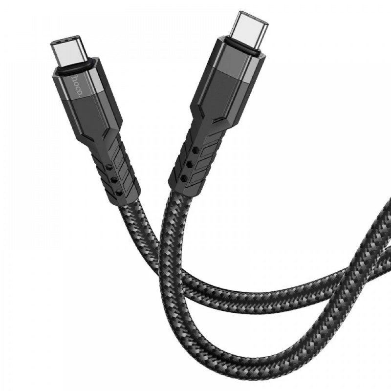 Кабел USB-C - USB-C, HOCO U110, 60W, 3A, 1.2м, екстра устойчив, Черен/Син