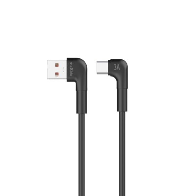Кабел USB-A - USB-C ъглов, Maxlife MXUC-09 2м 3A, Черен