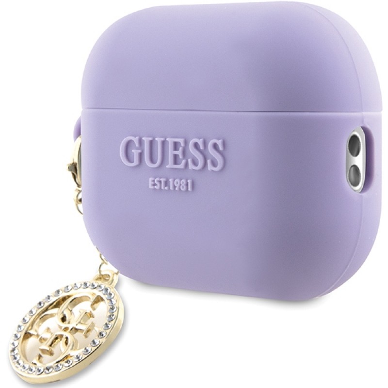 Калъф силиконов за Airpods Pro 2 слушалки Guess Silicone 4G Diamond Charm, Лилав