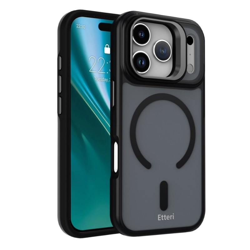 Кейс Etteri Morning Fog с Magsafe и стойка, За iPhone 17 Pro (6.3), Черен