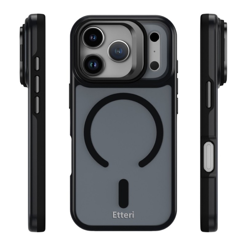Кейс Etteri Morning Fog с Magsafe и стойка, За iPhone 17 Pro Max (6.9), Черен