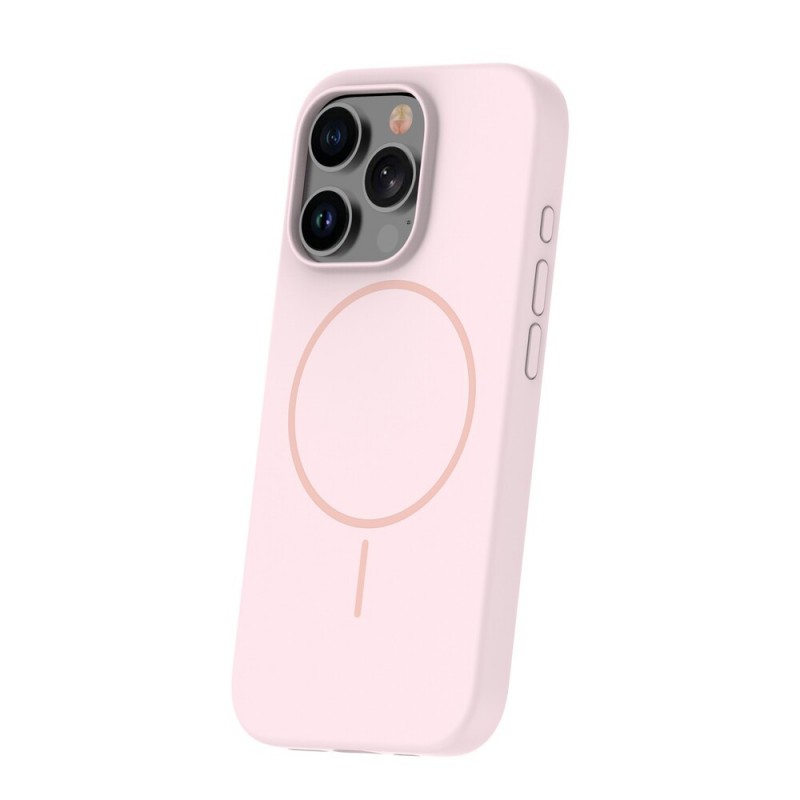 Кейс Silicone Thin Mag за iPhone 16 Pro (6.3), светлорозов
