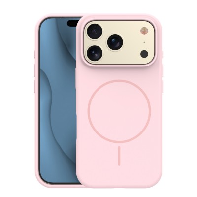 Кейс Silicone Thin Mag за iPhone 17 Pro (6.3), светлорозов