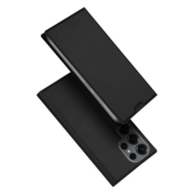 Кожен калъф тефтер Dux Ducis SKIN PRO, За Samsung Galaxy S25 Ultra, Черен