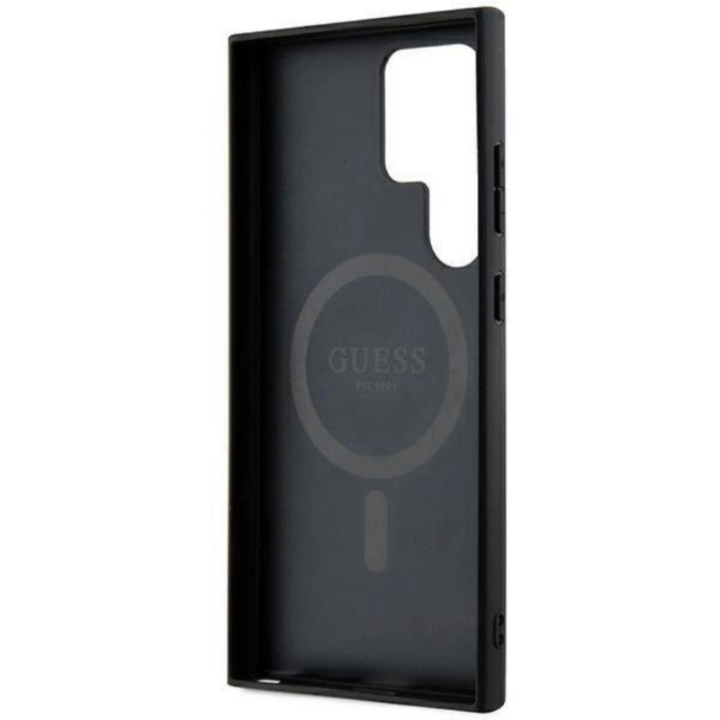 Оригинален кейс Guess 4G Collection Leather Metal Logo MagSafe, За Samsung Galaxy S24 Ultra (S928B), Черен