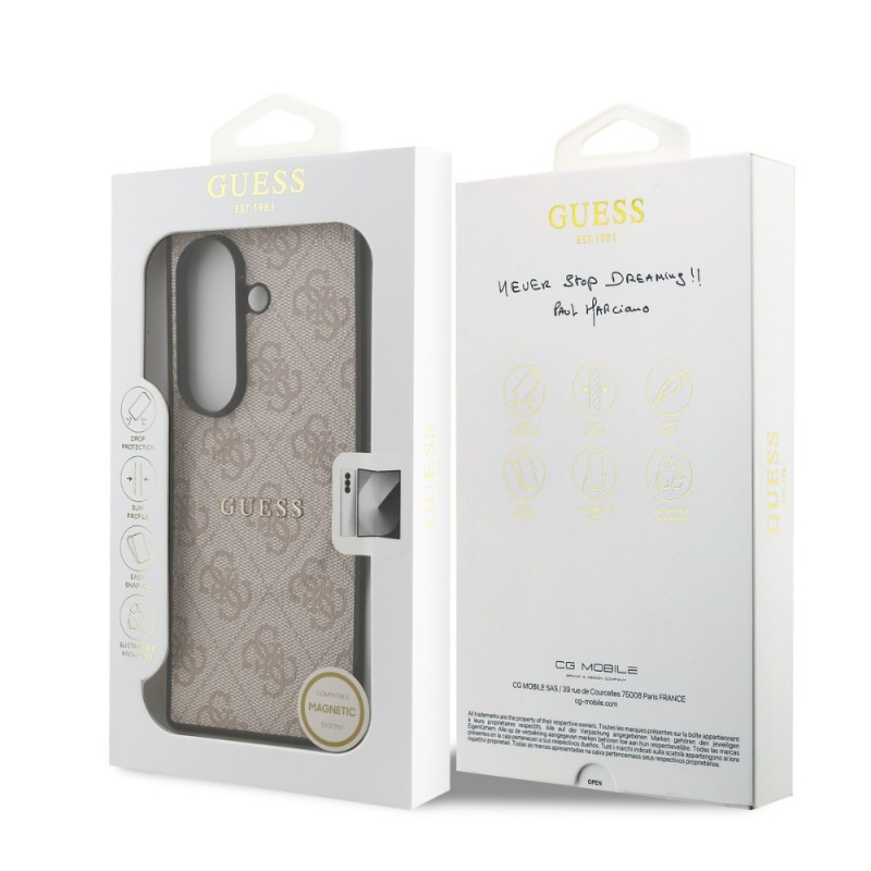Оригинален кейс Guess 4G Ring Classic Logo MagSafe, За Samsung Galaxy Z Fold7, Розов