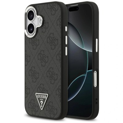 Оригинален кейс Guess 4G Triangle Metal Logo MagSafe, За iPhone 17 (6.3), Черен