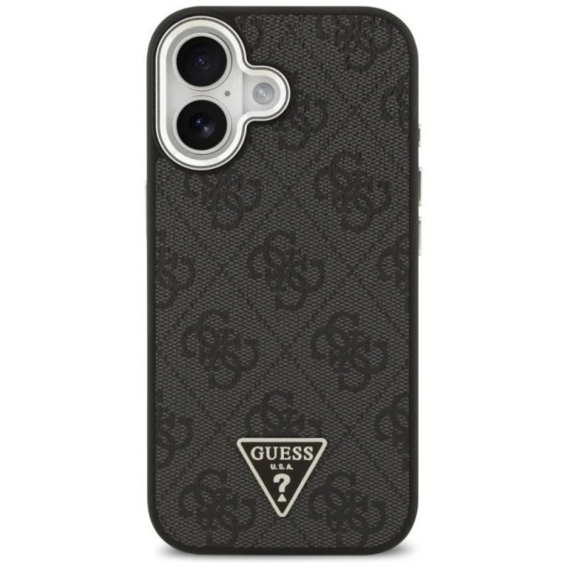 Оригинален кейс Guess 4G Triangle Metal Logo MagSafe, За iPhone 17 (6.3), Черен