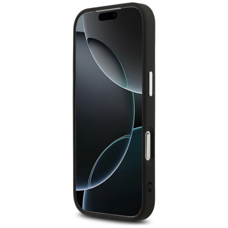 Оригинален кейс Guess 4G Triangle Metal Logo MagSafe, За iPhone 17 Pro (6.3), Черен