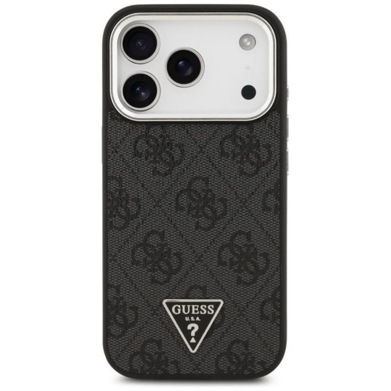 Оригинален кейс Guess 4G Triangle Metal Logo MagSafe, За iPhone 17 Pro Max (6.9), Черен
