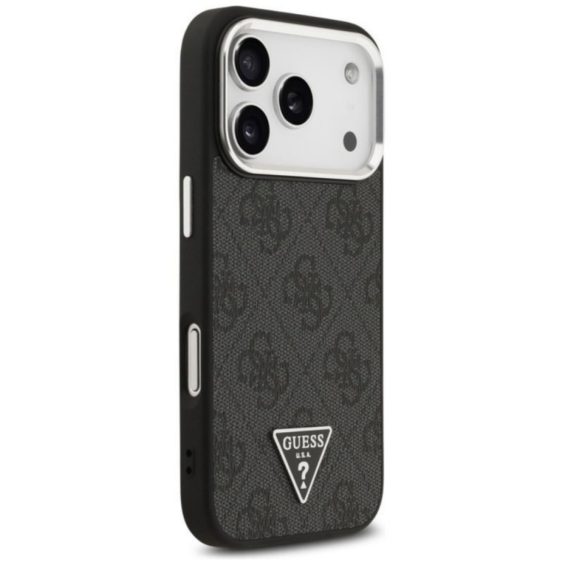 Оригинален кейс Guess 4G Triangle Metal Logo MagSafe, За iPhone 17 Pro Max (6.9), Черен