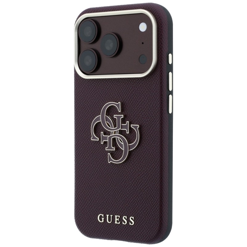 Оригинален кейс Guess Grained Big Resin Logo, за iPhone 18 Pro Max / 17 Pro Max, бордо