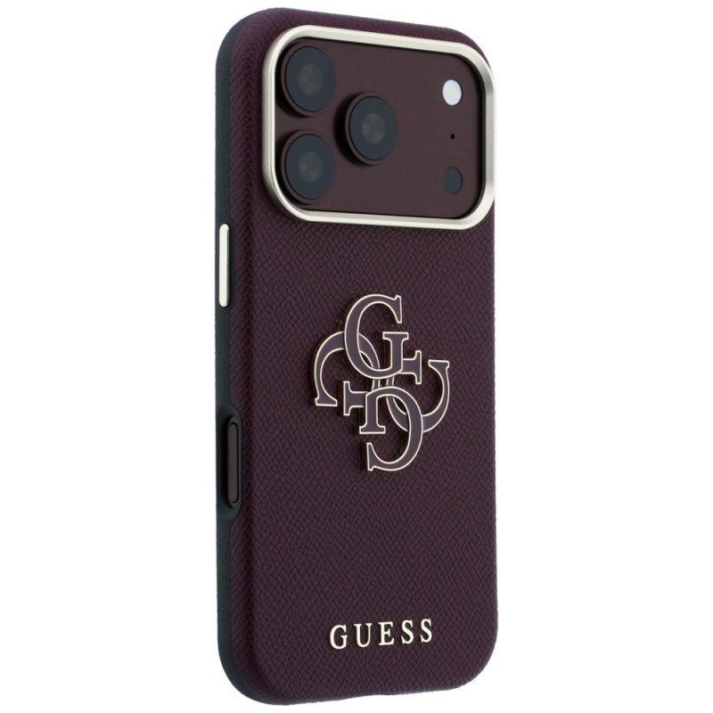 Оригинален кейс Guess Grained Big Resin Logo, за iPhone 18 Pro Max / 17 Pro Max, бордо