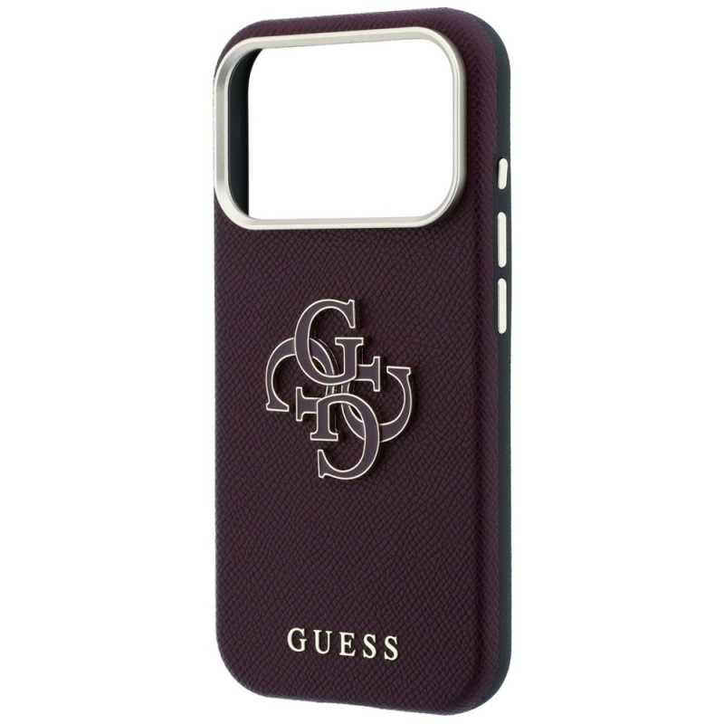 Оригинален кейс Guess Grained Big Resin Logo, за iPhone 18 Pro Max / 17 Pro Max, бордо