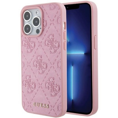 Оригинален кейс Guess HC PU Quilted 4G Classic, За iPhone 15 Pro (6.1), Розов