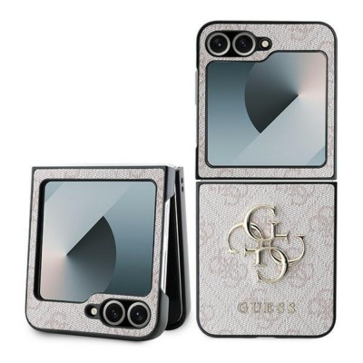Оригинален кейс Guess Leather 4G Metal Logo, За Samsung Galaxy Z Flip6, Розов
