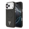 Оригинален кейс Guess Leather Triangle Metal Logo, За iPhone 17 Pro Max (6.9), Черен