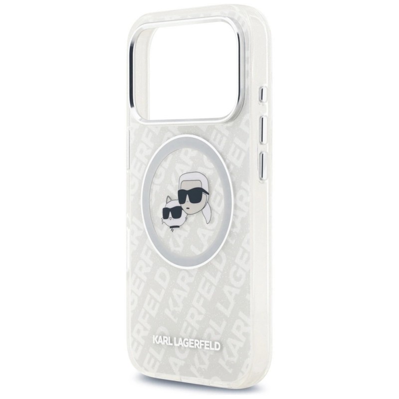 Оригинален кейс Karl Lagerfeld Karl and Choupette Glitter MagSafe, За iPhone 17 Pro (6.3), Прозрачен
