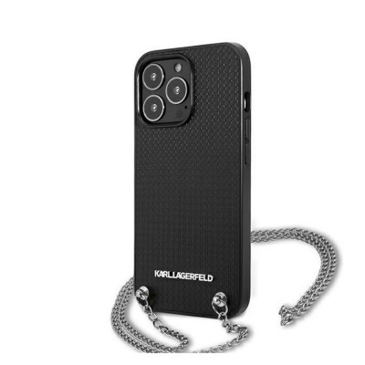 Оригинален кейс Karl Lagerfeld Leather Textured and Chain, За iPhone 13 Pro (6.1), Черен