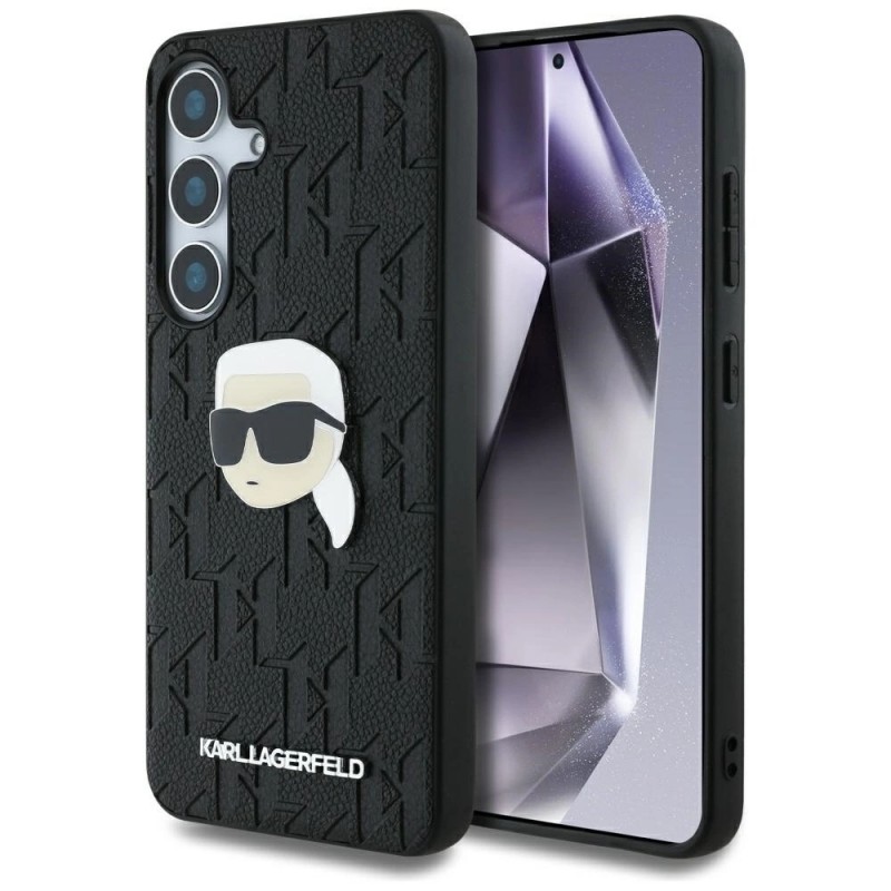Оригинален кейс Karl Lagerfeld Monogram Pin Logo Karl Head, За Samsung Galaxy S25, Черен