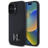 Оригинален кейс Karl Lagerfeld Silicone Shadow Metal Initial MagSafe, За iPhone 16 (6.1), Черен