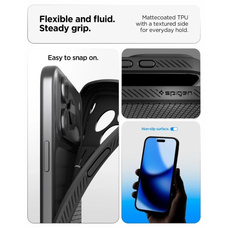 Оригинален кейс Spigen Liquid Air, За iPhone 17 Pro (6.3), Черен