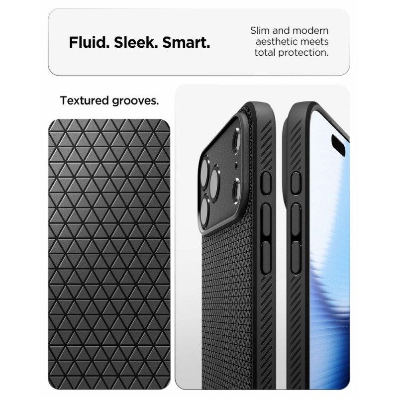 Оригинален кейс Spigen Liquid Air, За iPhone 17 Pro (6.3), Черен