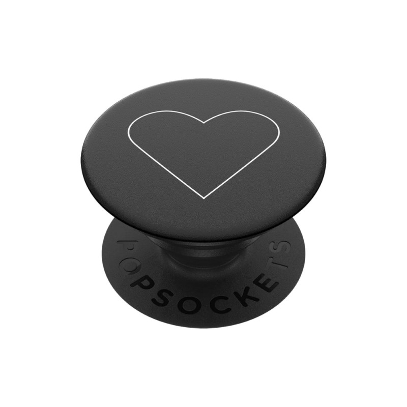 Оригинален попсокет PopSockets® PopGrip White Heart, Черен
