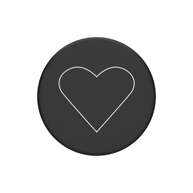 Оригинален попсокет PopSockets® PopGrip White Heart, Черен