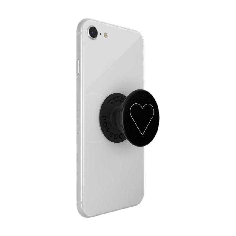 Оригинален попсокет PopSockets® PopGrip White Heart, Черен