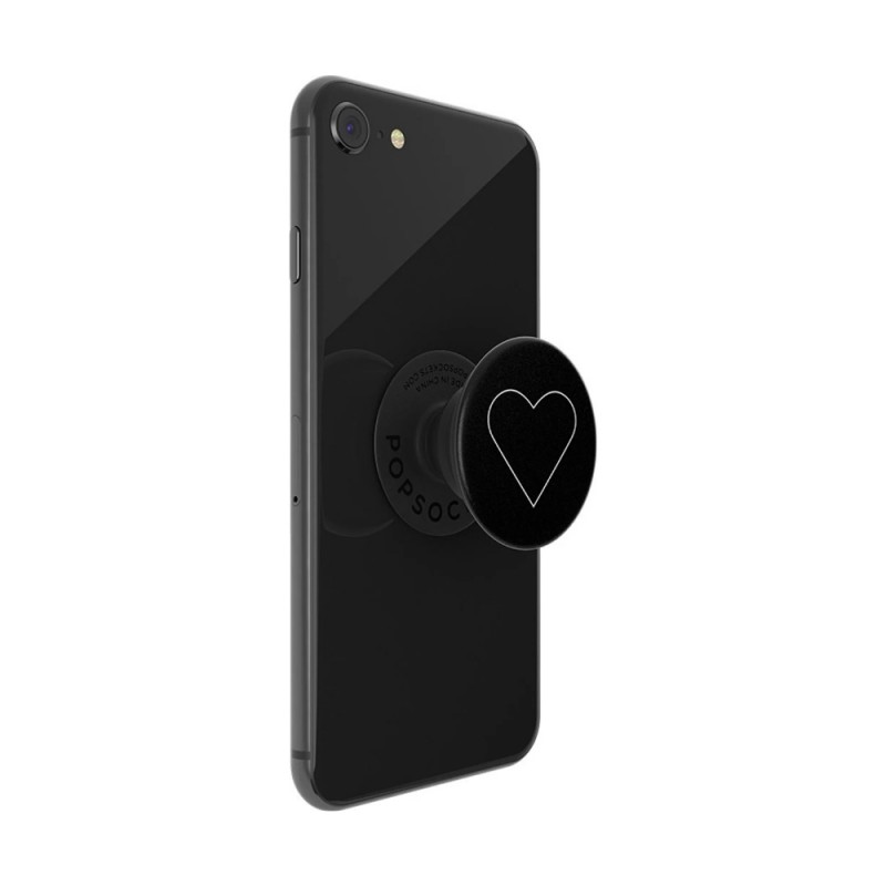 Оригинален попсокет PopSockets® PopGrip White Heart, Черен