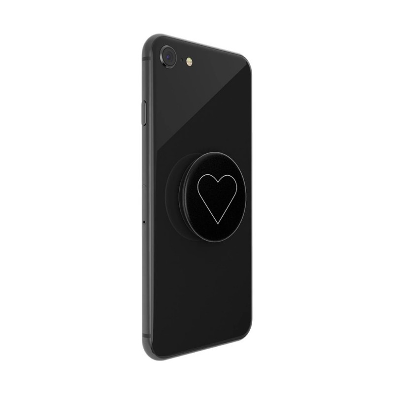 Оригинален попсокет PopSockets® PopGrip White Heart, Черен