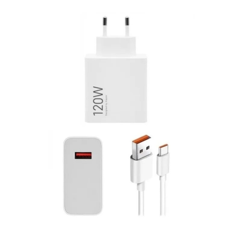 Оригинално зарядно устройство комплект Xiaomi, 120W, 6A, 1 x USB-A с USB-C кабел, BHR9462EU, Бял