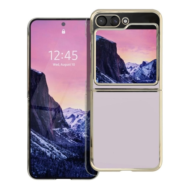 Пластмасов прозрачен кейс MBX с кант, За Samsung Galaxy Z Flip5 5G, Златист