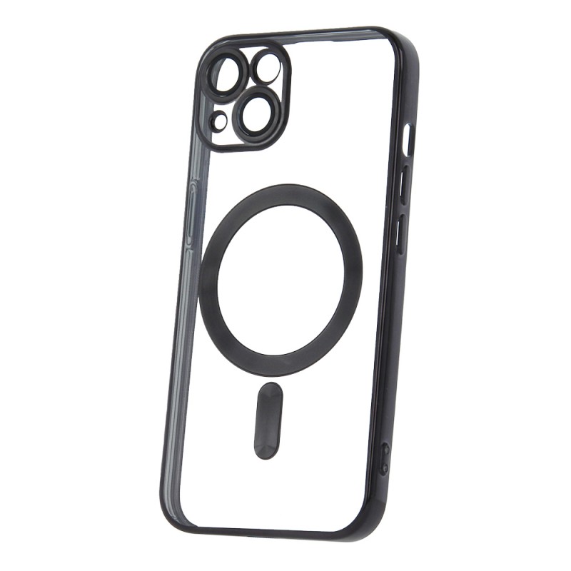 Силиконов кейс bSmart Chrome Magsafe с протектори за камерите, За iPhone 13 (6.1), Черен
