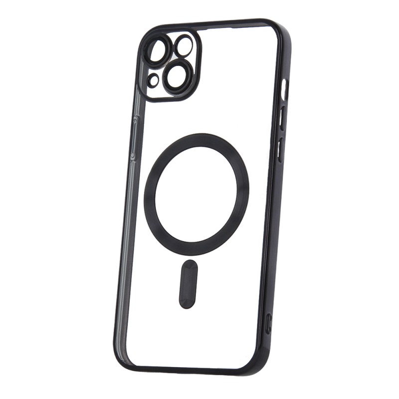 Силиконов кейс bSmart Chrome Magsafe с протектори за камерите, За iPhone 14 (6.1), Черен