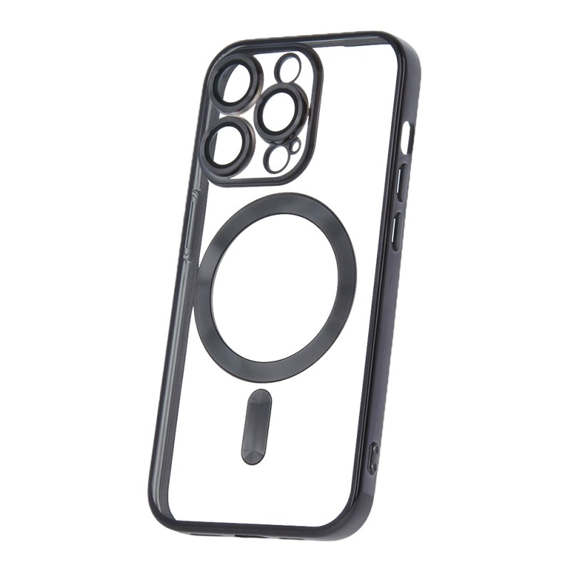 Силиконов кейс bSmart Chrome Magsafe с протектори за камерите, За iPhone 14 Pro (6.1), Черен