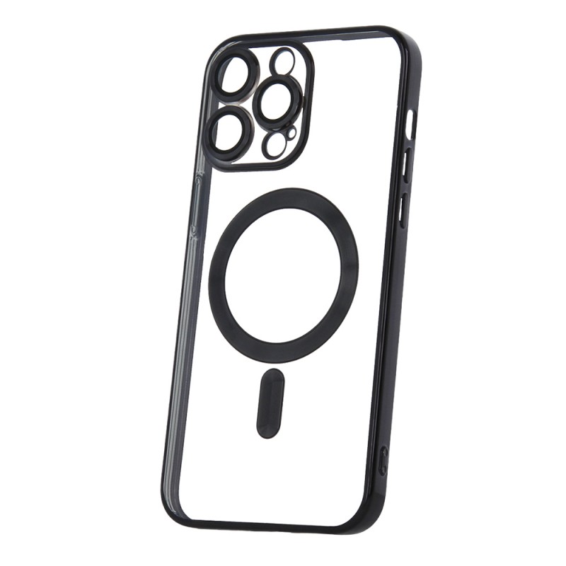 Силиконов кейс bSmart Chrome Magsafe с протектори за камерите, За iPhone 14 Pro Max (6.7), Черен