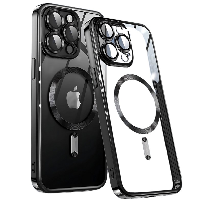 Силиконов кейс bSmart Chrome Magsafe с протектори за камерите, За iPhone 16 Pro (6.3), Черен
