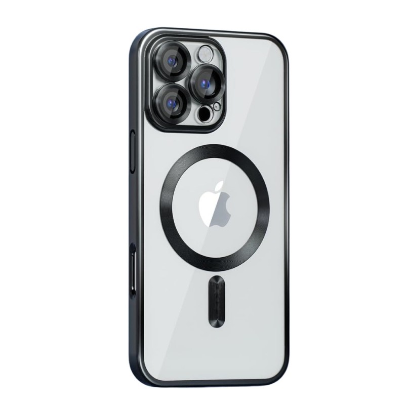 Силиконов кейс bSmart Chrome Magsafe с протектори за камерите, За iPhone 17 Pro (6.3), Черен