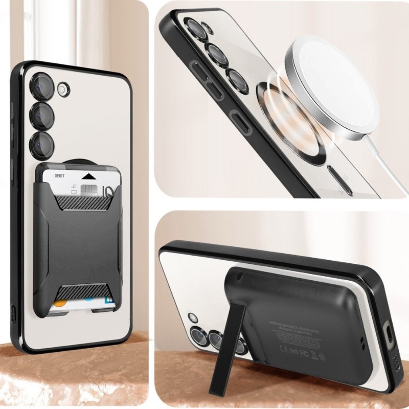Силиконов кейс bSmart Chrome Magsafe с протектори за камерите, За Samsung Galaxy S25 FE, Черен