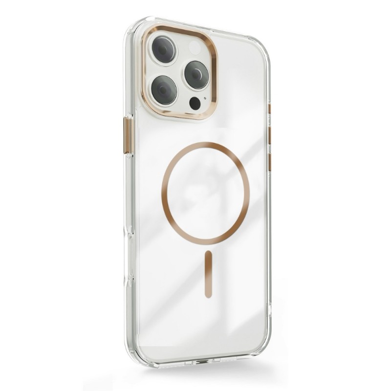 Силиконов кейс bSmart Clear Thin Magsafe, За iPhone 17 (6.3), Златен