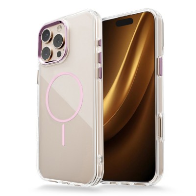 Силиконов кейс bSmart Clear Thin Magsafe, За iPhone 17 Pro Max (6.9), Розов