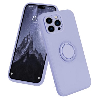 Силиконов кейс bSmart Finger Grip, За iPhone 15 Pro (6.1), Светлолилав